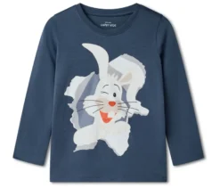 2 Kinder-Langarmshirts mit Applikation, Hase