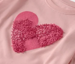 2 Kinder-Langarmshirts mit Applikation, rosa und mint