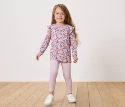 2 Kinder-Langarmshirts mit Applikation, Blumen
