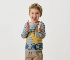 2 Kinder-Langarmshirts mit Applikation, blau und mint