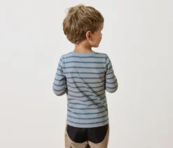 2 Kinder-Langarmshirts mit Applikation, blau und mint