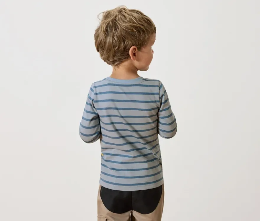 2 Kinder-Langarmshirts mit Applikation, blau und mint