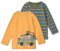 2 Kinder-Langarmshirts, Waldtiere