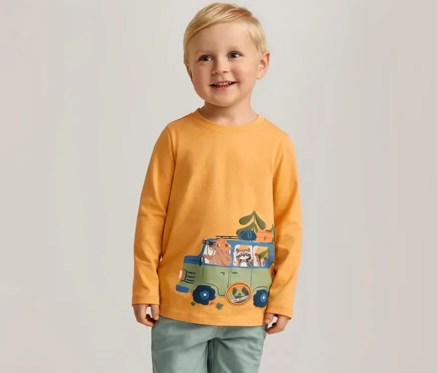 2 Kinder-Langarmshirts, Waldtiere