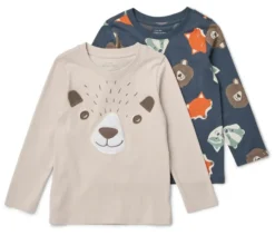 2 Kinder Langarmshirts, Waldtiere