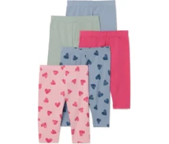 5 Kinder-Leggings, Herzen-Alloverprint