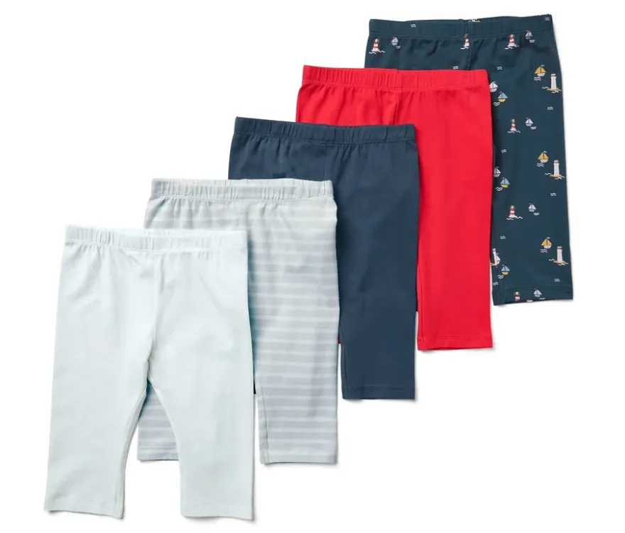 5 Kinder-3/4-Leggings, maritim