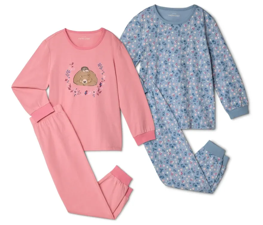 2 Kinder-Pyjamas, Blumen