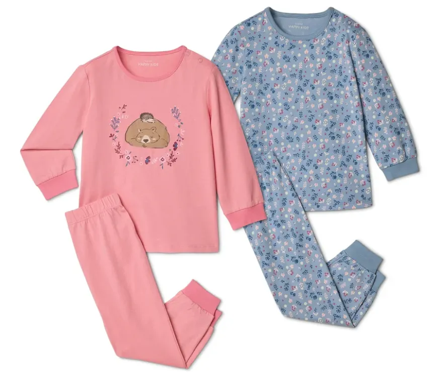 2 Kinder-Pyjamas, Blumen
