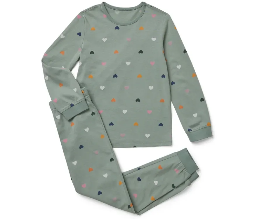2 Kinder-Pyjama-Sets, mauve/grün
