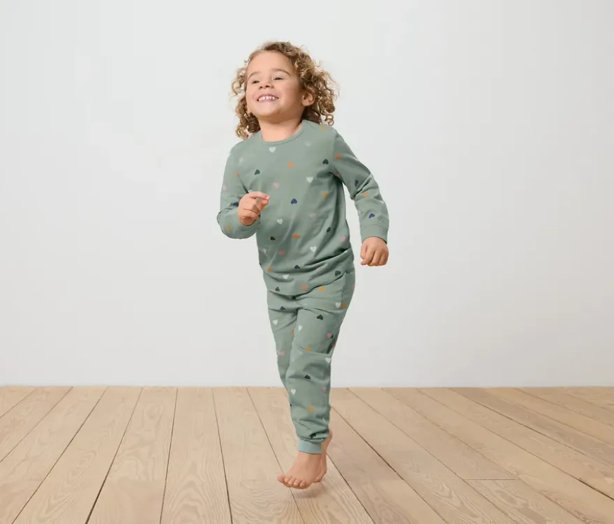 2 Kinder-Pyjama-Sets, mauve/grün