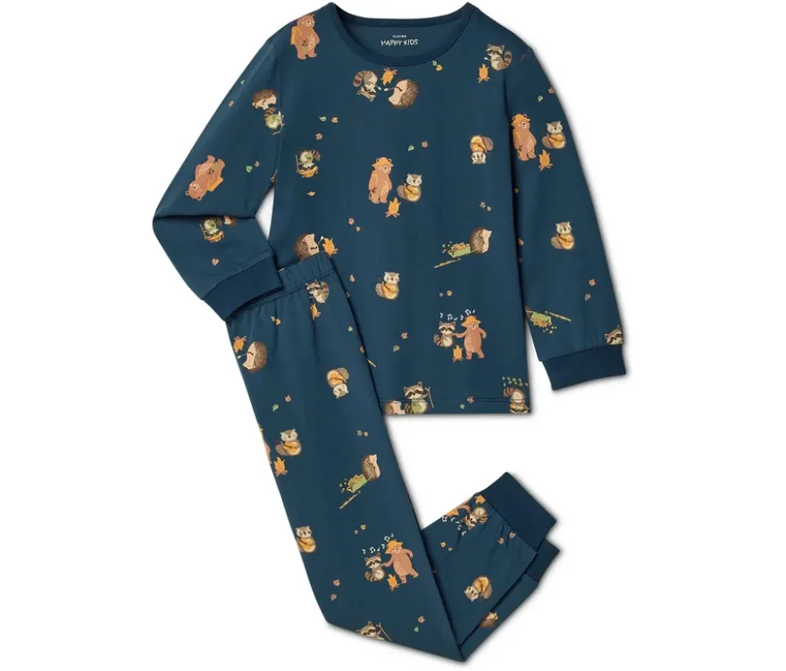 2 Kinder-Pyjamas, Waldtiere