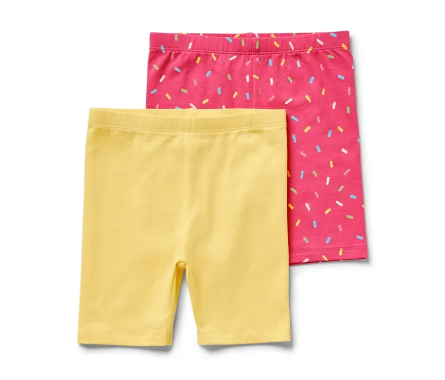 2 Kinder-Radler-Leggings, pink und gelb