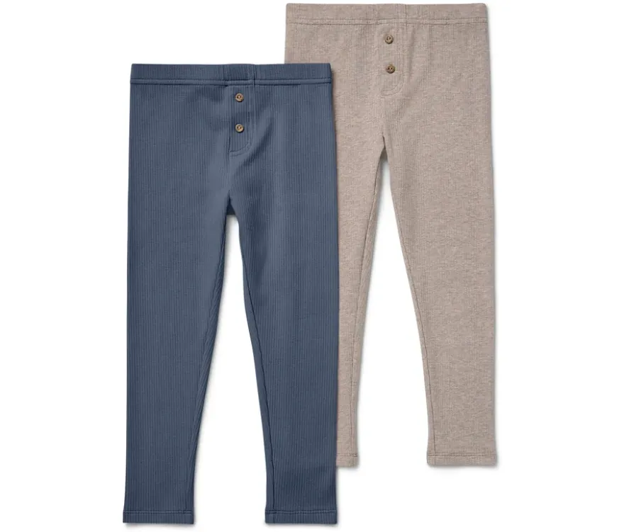 2 Kinder-Rippleggings mit Zierknöpfen