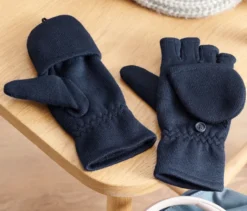 Kinder-Strickfleece-Klappfäustlinge