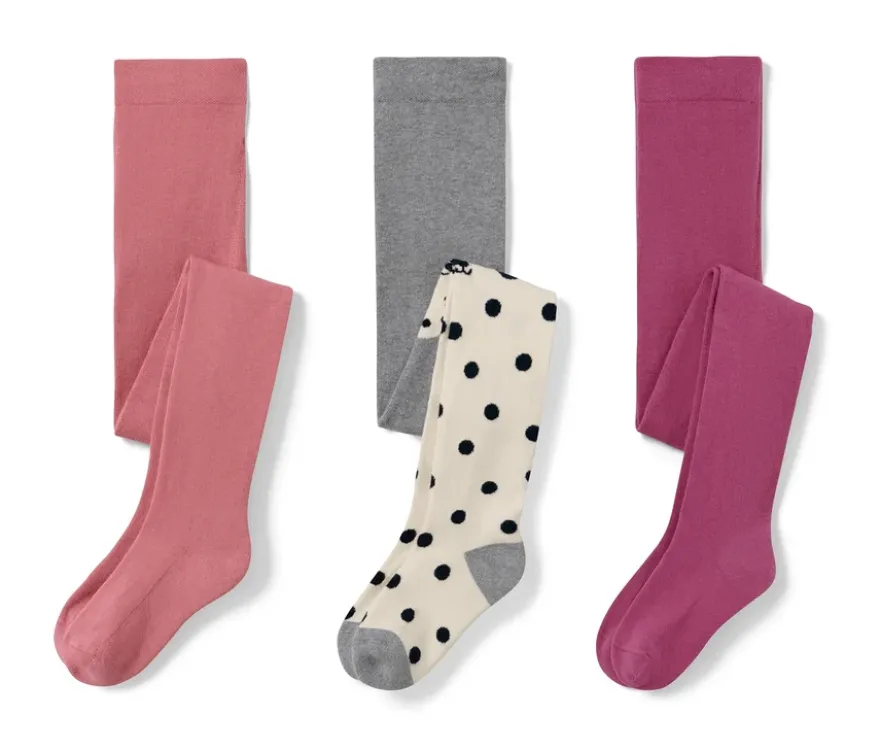 3 Kinder-Strumpfhosen, rosa, grau, beere