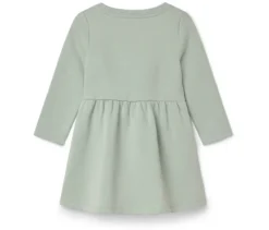 Kinder-Sweatkleid, graugrün mit Schmetterlings-Applikation