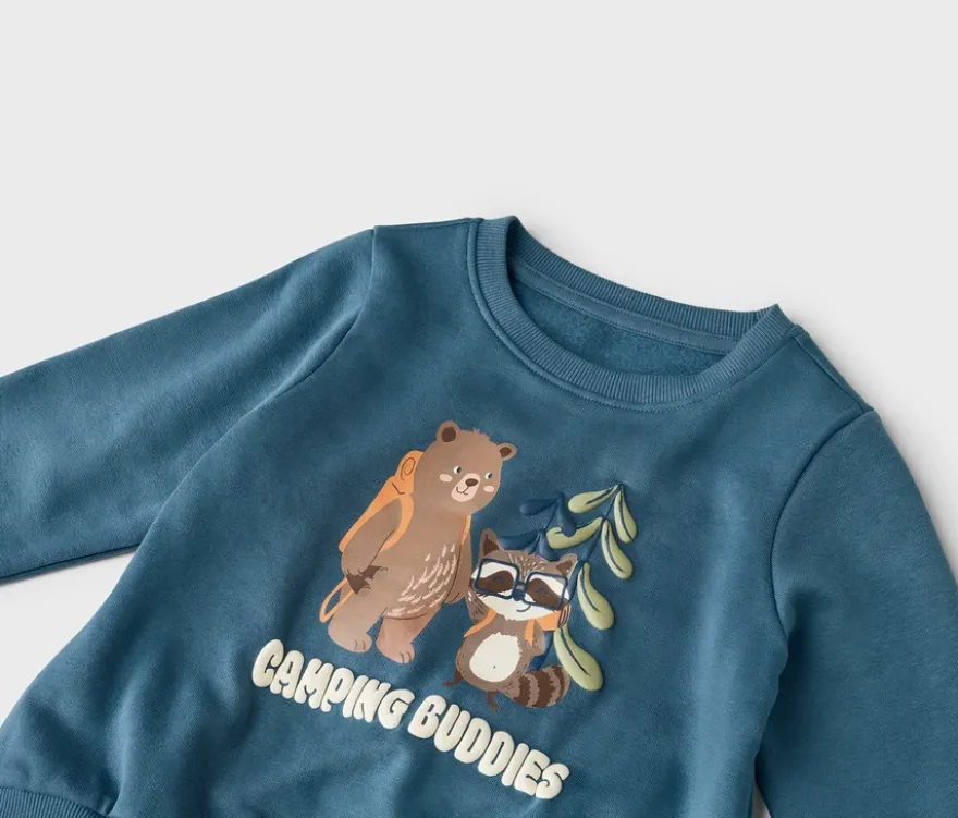 Kinder-Sweatshirt mit angerauter Innenseite, Waldtiere
