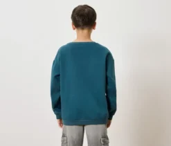 Kinder-Sweatshirt mit angerauter Innenseite, blaugrün
