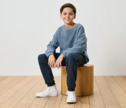 Kinder-Sweatshirt mit angerauter Innenseite, mittelblau