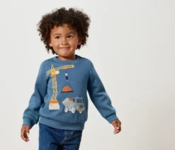 Kinder-Sweatshirt mit angerauter Innenseite, Kran