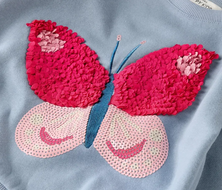 Kinder-Sweatshirt mit angerauter Innenseite, Schmetterling