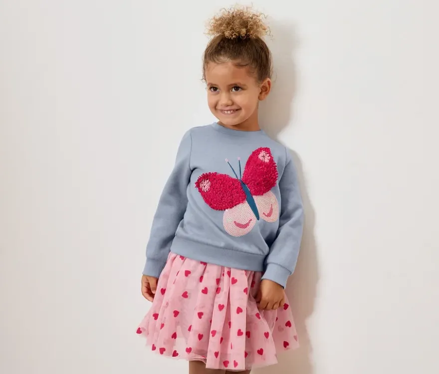 Kinder-Sweatshirt mit angerauter Innenseite, Schmetterling