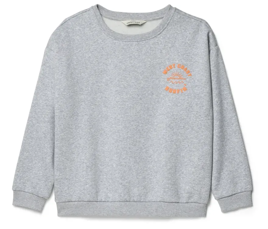 Kinder-Sweatshirt mit überschnittenen Schultern, grau