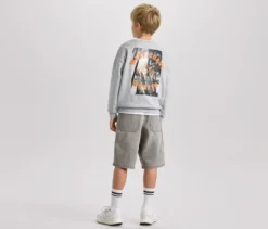 Kinder-Sweatshirt mit überschnittenen Schultern, grau