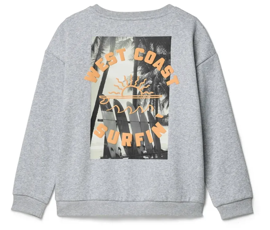 Kinder-Sweatshirt mit überschnittenen Schultern, grau