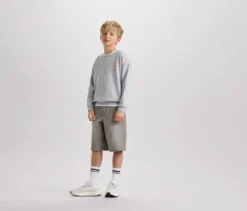 Kinder-Sweatshirt mit überschnittenen Schultern, grau