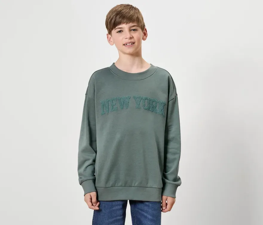 Kinder-Sweatshirt mit Frottee-Schriftzug