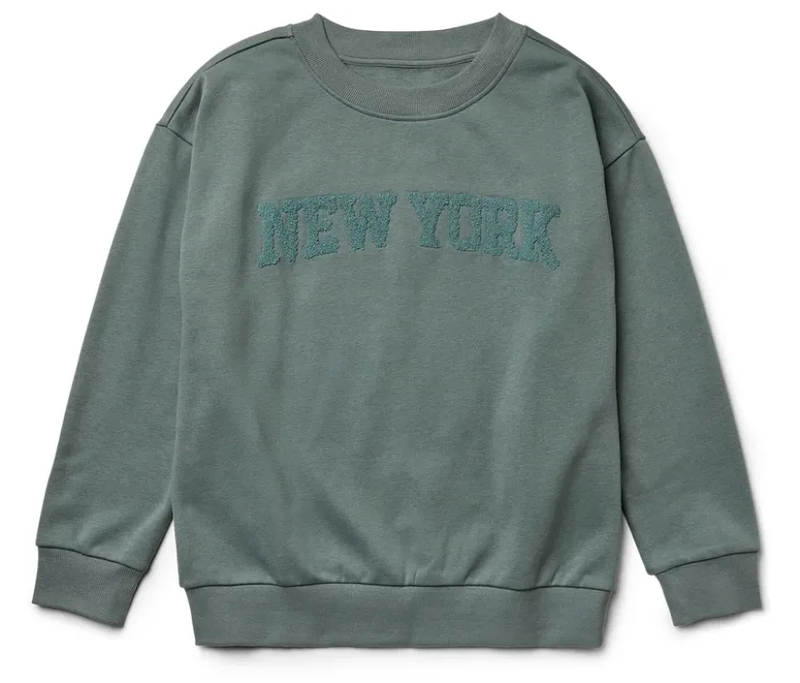 Kinder-Sweatshirt mit Frottee-Schriftzug