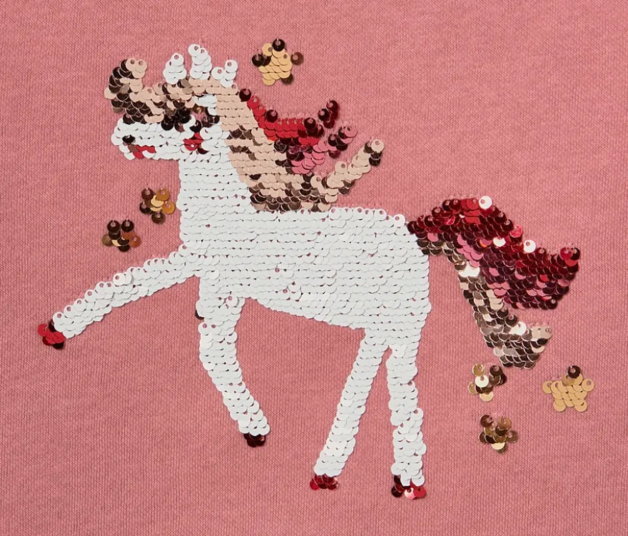 Kinder-Sweatshirt mit Wendepailletten, Einhorn oder Print (Gr. 86/92)