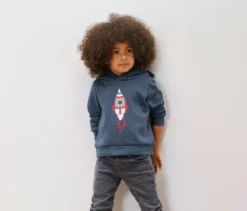 Kinder-Sweatshirt mit Wendepailletten, Rakete oder Print (Gr. 86/92)