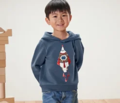 Kinder-Sweatshirt mit Wendepailletten, Rakete oder Print (Gr. 86/92)