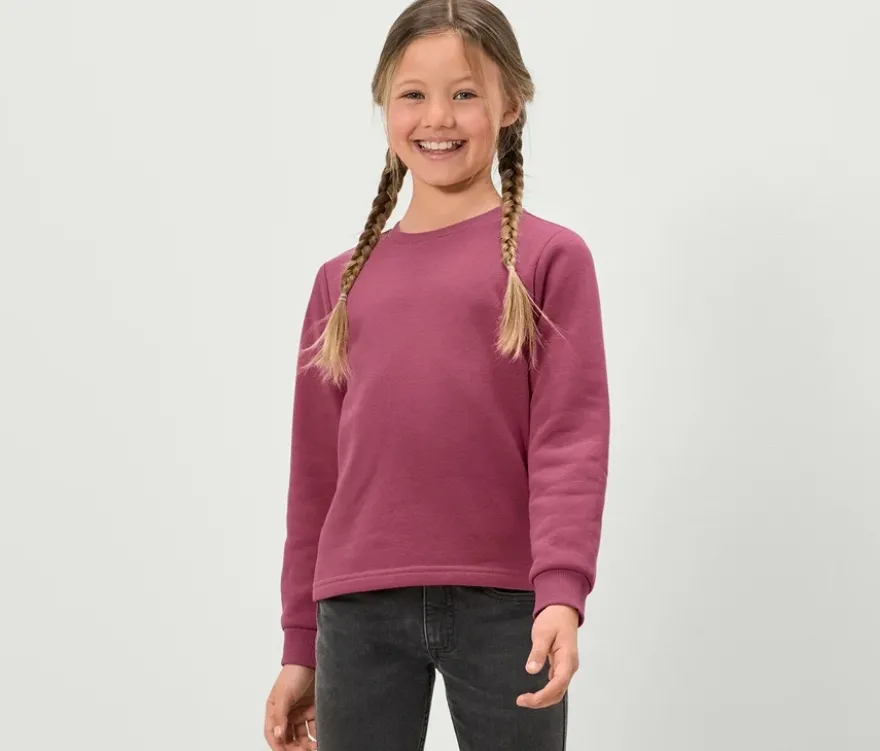 2 Kinder-Sweatshirts mit angerauter Innenseite, rosa und weiß