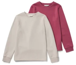 2 Kinder-Sweatshirts mit angerauter Innenseite, rosa und weiß