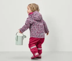 Kinder-Thermo-Regenjacke mit Fleecefutter, geblümt