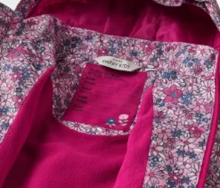 Kinder-Thermo-Regenjacke mit Fleecefutter, geblümt