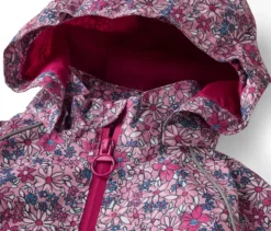 Kinder-Thermo-Regenjacke mit Fleecefutter, geblümt