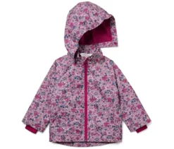 Kinder-Thermo-Regenjacke mit Fleecefutter, geblümt