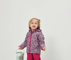 Kinder-Thermo-Regenjacke mit Fleecefutter, geblümt