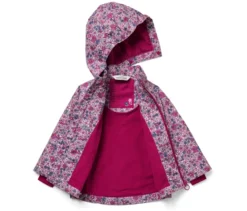 Kinder-Thermo-Regenjacke mit Fleecefutter, geblümt