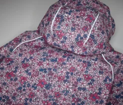 Kinder-Thermo-Regenjacke mit Fleecefutter, geblümt