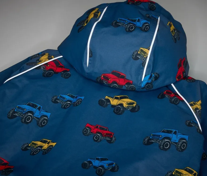 Kinder-Thermo-Regenjacke mit Fleecefutter, Monstertruck