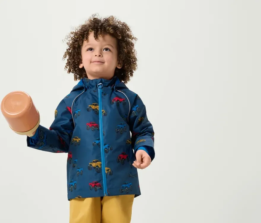 Kinder-Thermo-Regenjacke mit Fleecefutter, Monstertruck