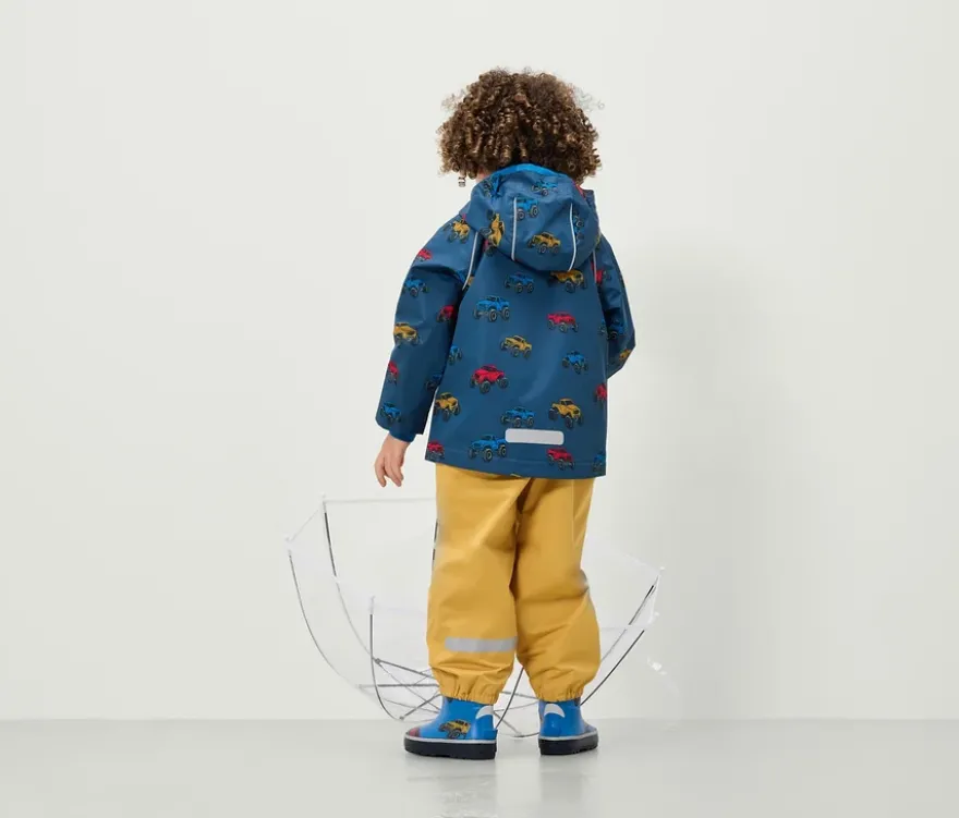 Kinder-Thermo-Regenjacke mit Fleecefutter, Monstertruck