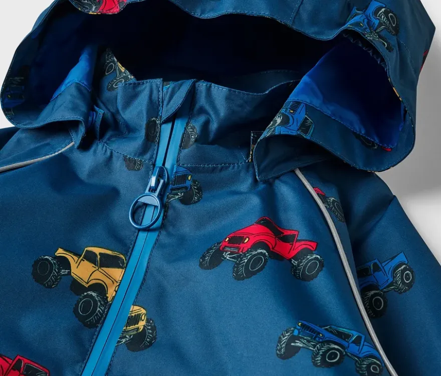 Kinder-Thermo-Regenjacke mit Fleecefutter, Monstertruck