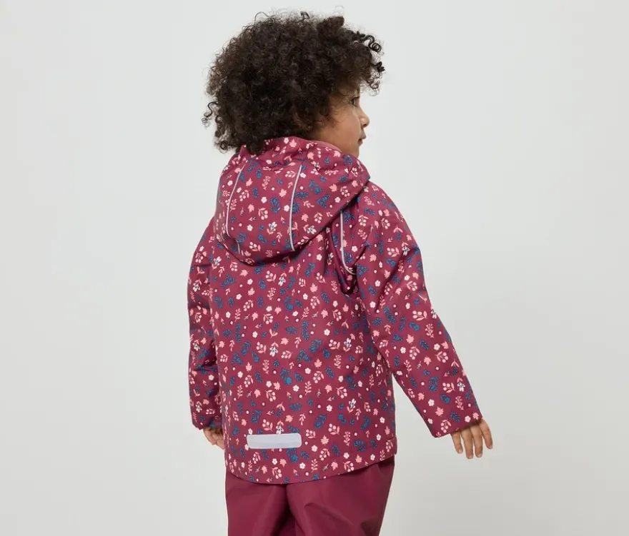 Kinder-Thermo-Regenjacke mit Fleecefutter, Blumen